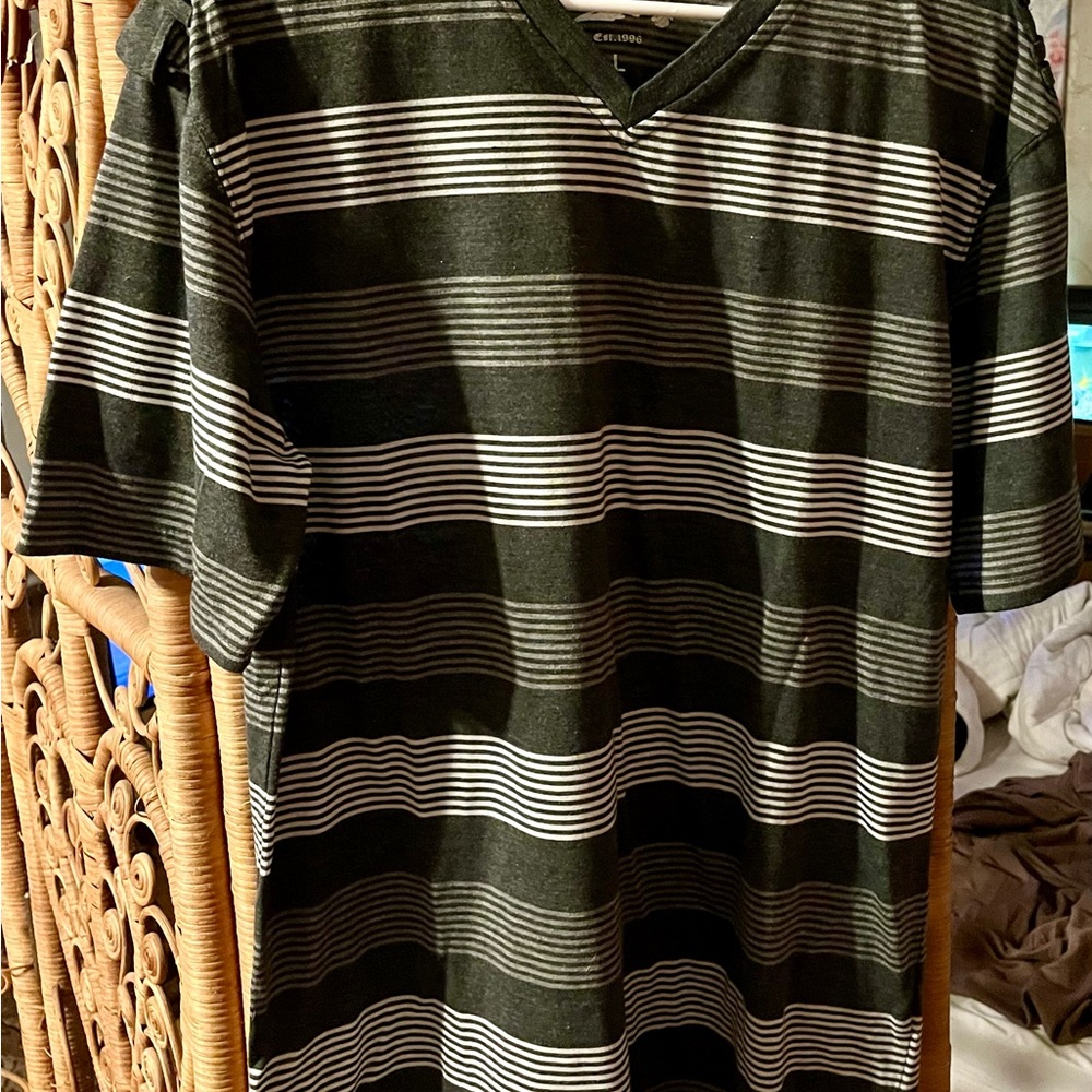 Black and White Striped Short Sleeve Tee